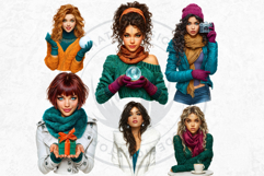 Modern Winter Girls Fashion Illustrations PNG Graphics Product Image 16