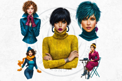 Modern Winter Girls Fashion Illustrations PNG Graphics Product Image 17