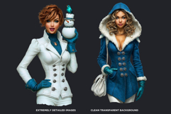 Modern Winter Girls Fashion Illustrations PNG Graphics Product Image 3