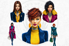 Modern Winter Girls Fashion Illustrations PNG Graphics Product Image 5