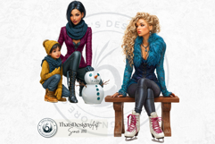 Modern Winter Girls Fashion Illustrations PNG Graphics Product Image 9