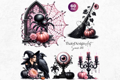 Pastel Goth Halloween PNG Set, Pink Halloween Clipart Product Image 10