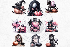 Pastel Goth Halloween PNG Set, Pink Halloween Clipart Product Image 5