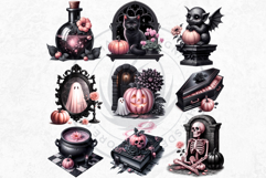 Pastel Goth Halloween PNG Set, Pink Halloween Clipart Product Image 8