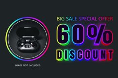 60 percent discount big neon sale banner template. Product Image 1