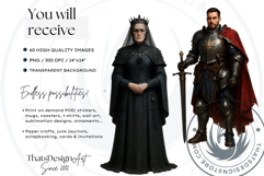 Royal Court Characters PNG,Fantasy King Queen Knight clipart Product Image 2
