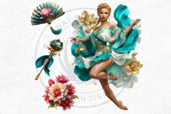 Royal Lotus Princess Fantasy Goddess and Floral Graphics Product Image 12