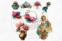 Royal Lotus Princess Fantasy Goddess and Floral Graphics Product Image 13