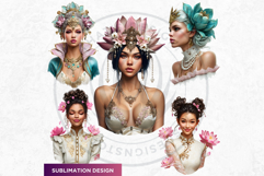 Royal Lotus Princess Fantasy Goddess and Floral Graphics Product Image 16