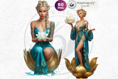 Royal Lotus Princess Fantasy Goddess and Floral Graphics Product Image 4
