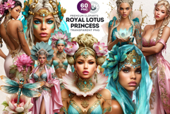 Royal Lotus Princess Fantasy Goddess and Floral Graphics Product Image 1
