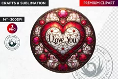Stained Glass Valentine Clipart, Valentines day PNG,Love Product Image 1