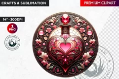Stained Glass Valentine Clipart, Valentines day PNG,Love Product Image 1