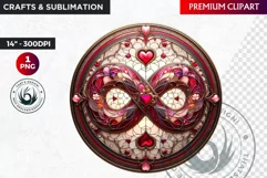 Stained Glass Valentine Clipart, Valentines day PNG,Love Product Image 1