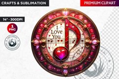 Stained Glass Valentine Clipart, Valentines day PNG,Love Product Image 1