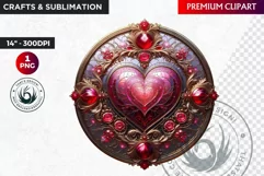 Stained Glass Valentine Clipart, Valentines day PNG,Love Product Image 1