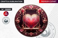 Stained Glass Valentine Clipart, Valentines day PNG,Love Product Image 1