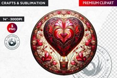 Stained Glass Valentine Clipart, Valentines day PNG,Love Product Image 1