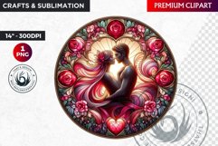Stained Glass Valentine Clipart, Valentines day PNG,Love Product Image 1