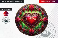 Stained Glass Valentine Clipart, Valentines day PNG,Love Product Image 1