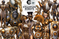 Steampunk Robots Clipart Mechanical Animals Graphics Product Image 1