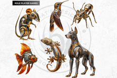 Steampunk Robots Clipart Mechanical Animals Graphics Product Image 10