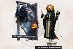 Hollow Eve Procession Halloween Clipart, Horror characters Product Image 10