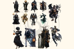 Hollow Eve Procession Halloween Clipart, Horror characters Product Image 11