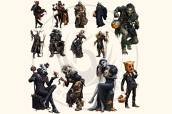 Hollow Eve Procession Halloween Clipart, Horror characters Product Image 12