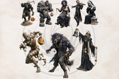 Hollow Eve Procession Halloween Clipart, Horror characters Product Image 13