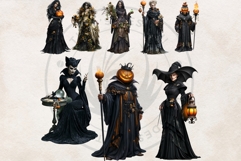 Hollow Eve Procession Halloween Clipart, Horror characters Product Image 14