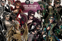 Velvet Mascarade Clipart for Junk Journals and Sublimation Product Image 1