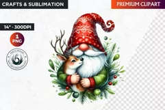 Christmas Gnome Clipart, reindeer png, christmas clipart Product Image 1