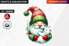 Christmas Gnome Clipart, Polar bear png, christmas clipart Product Image 1