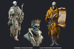 Undead Nobles, Dark Fantasy Skeleton &amp; Lich Clipart PNG Product Image 3