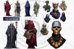 Undead Nobles, Dark Fantasy Skeleton &amp; Lich Clipart PNG Product Image 8