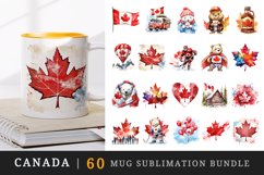 60 watercolor Canada day canadian flag maple leaf hockey polar bear beaver syrup design wrap sublimation bundle for mug