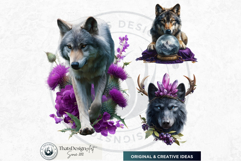 Watercolor Mystic Wolves Fantasy Clipart PNG Graphics Product Image 10
