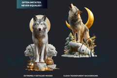 Watercolor Mystic Wolves Fantasy Clipart PNG Graphics Product Image 3