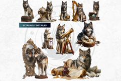 Watercolor Mystic Wolves Fantasy Clipart PNG Graphics Product Image 8