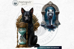 Watercolor Mystic Wolves Fantasy Clipart PNG Graphics Product Image 9