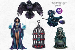 Witch hunters Clipart PNG Set, Fantasy Witches, black cat Product Image 10