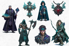 Witch hunters Clipart PNG Set, Fantasy Witches, black cat Product Image 4