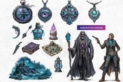 Witch hunters Clipart PNG Set, Fantasy Witches, black cat Product Image 7