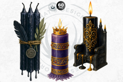 Fantasy Witchcraft Candles PNG, Magic Spell Clipart Grimoire Product Image 9