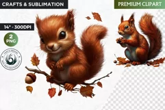 Squirrel png, Woodland animal Clipart, Autumn clipart, fall Product Image 1