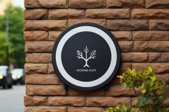 rounded Sign Board Mockup on Building Wall Product Image 2