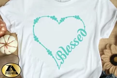 Blessed SVG PNG EPS DXF Thanksgiving SVG Floral Heart SVG Product Image 4