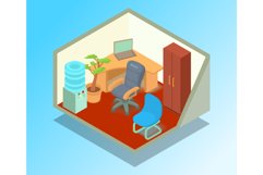 Cabinet concept banner, isometric style Product Image 1