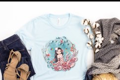 Mermaid Ocean Wreath Sublimation Design, Nautical Clipart Product Image 2